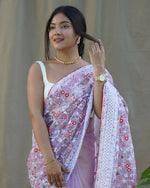 Thumbnail for Vastrasky Purple Organza Saree - Distacart