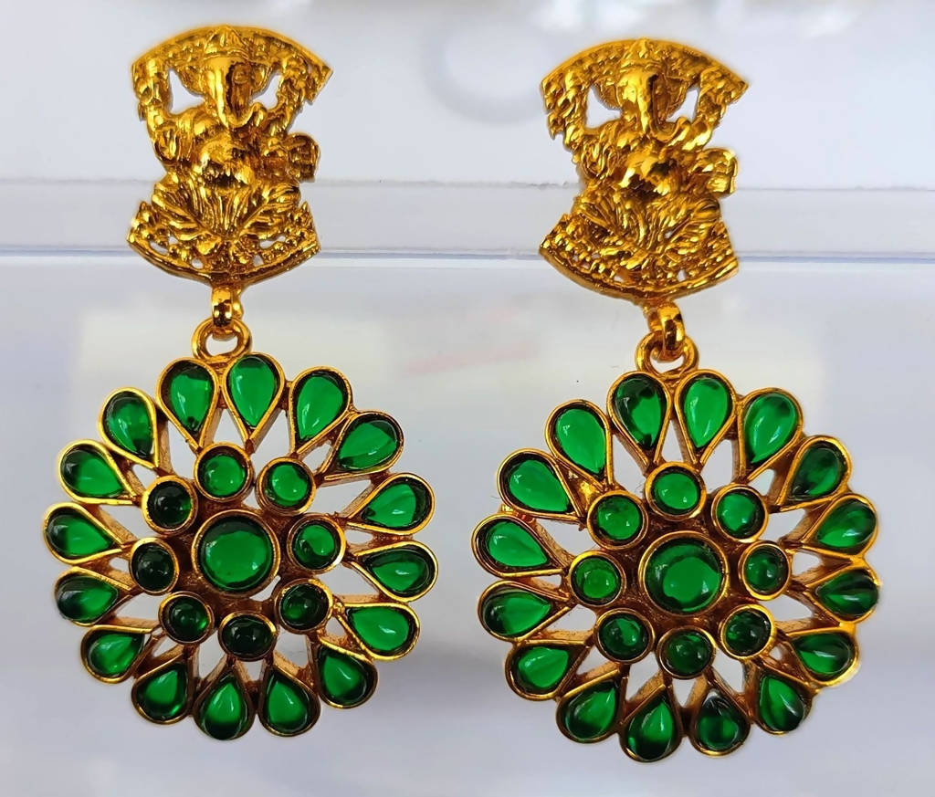 Green Kemp Ganesha Earrings - Distacart