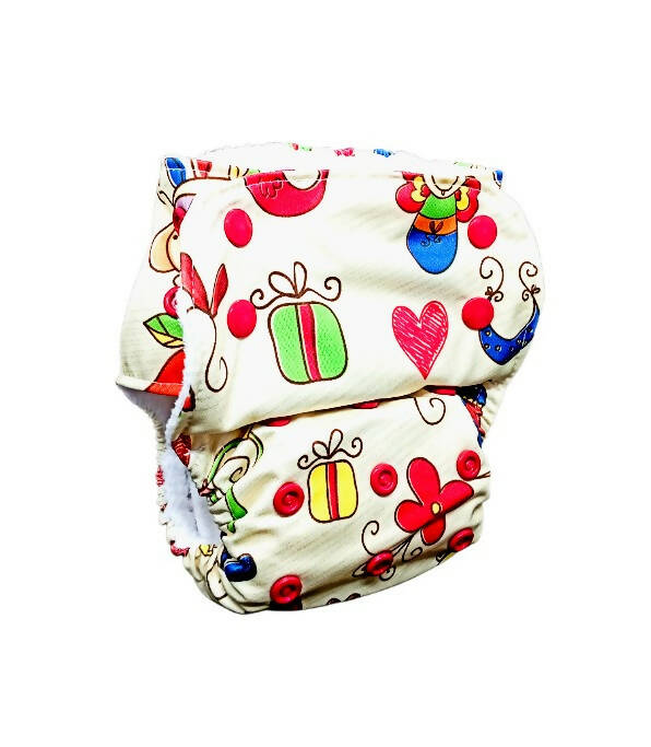 Kindermum Nano Aio Cloth Diaper With 2 Organic Cotton Inserts- Baby Doodle For Kids - Distacart
