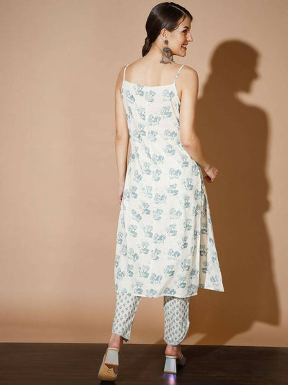 Myshka Women Multi-Floral Kurta & Trousers - Distacart