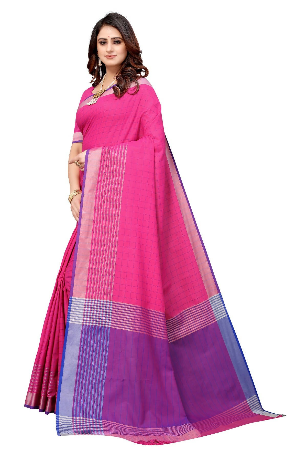 Vamika Pink Cotton Silk Saree - Distacart