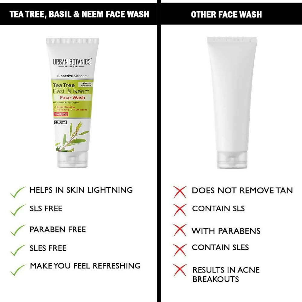 Urban Botanics Tea Tree, Basil & Purifying Neem Face Wash - Distacart