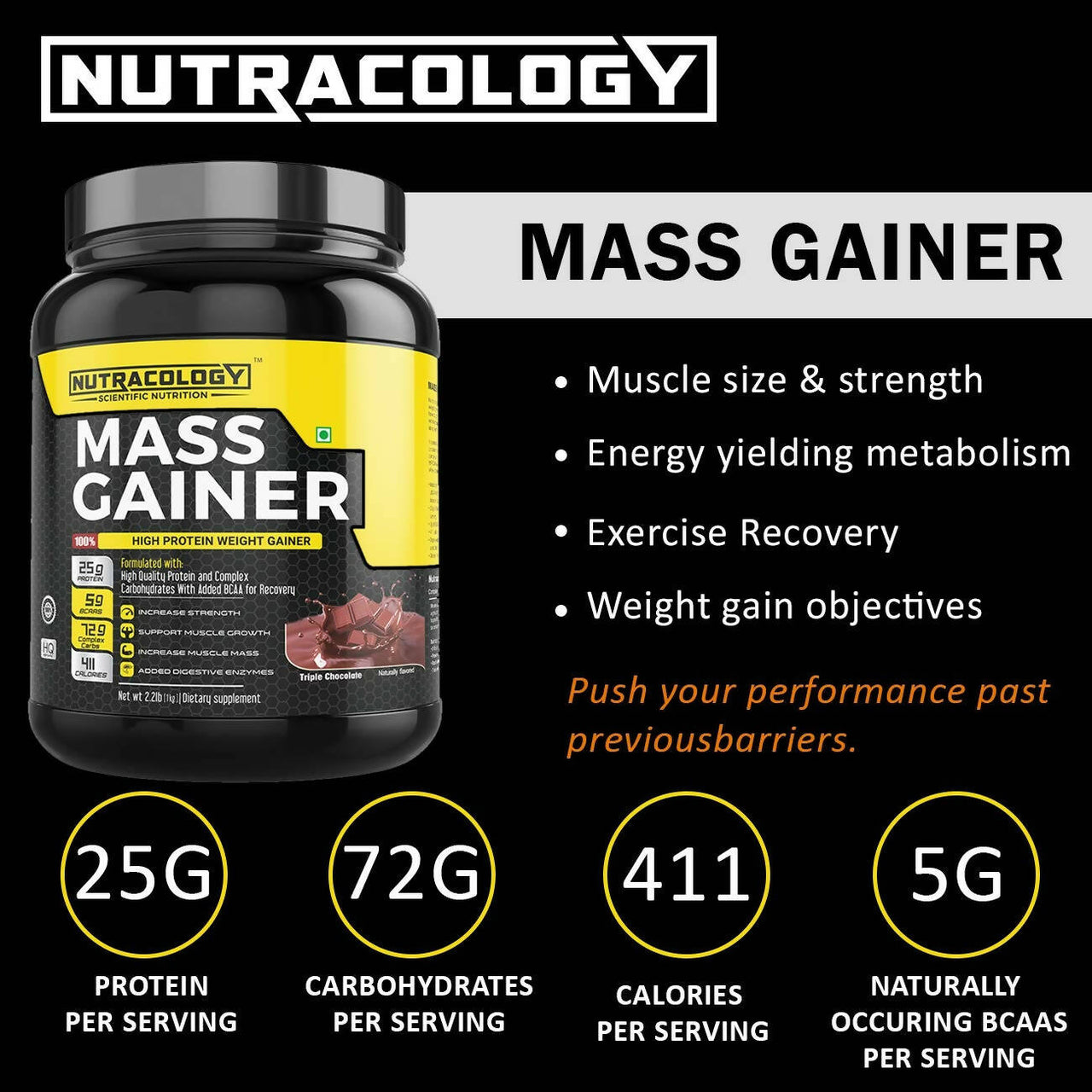 Nutracology Mass Gainer Gain Weight High Protein Weight Gainer With Enzyme Blend - Distacart