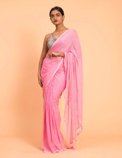Suta Pink Embellished Sequinned Pure Cotton Saree - Distacart