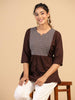 Womens Brown Rayon Yoke Embroidered Top - Keeva - Distacart