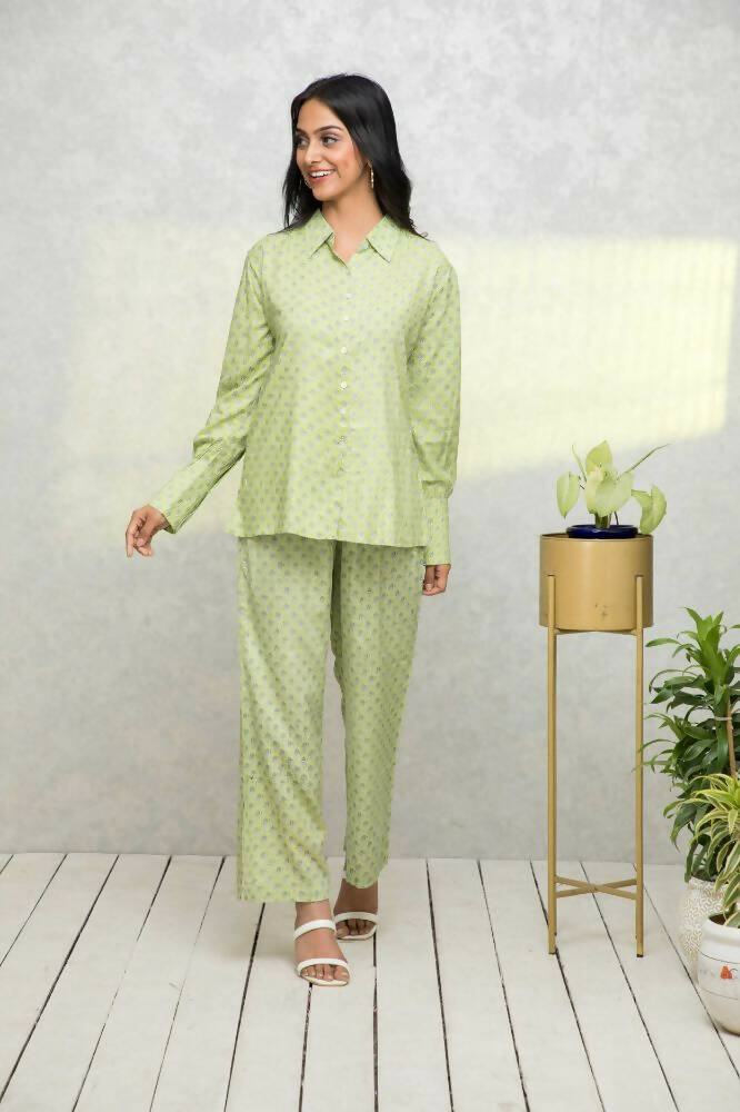 Myshka Women Green Printed Co-Ords - Distacart