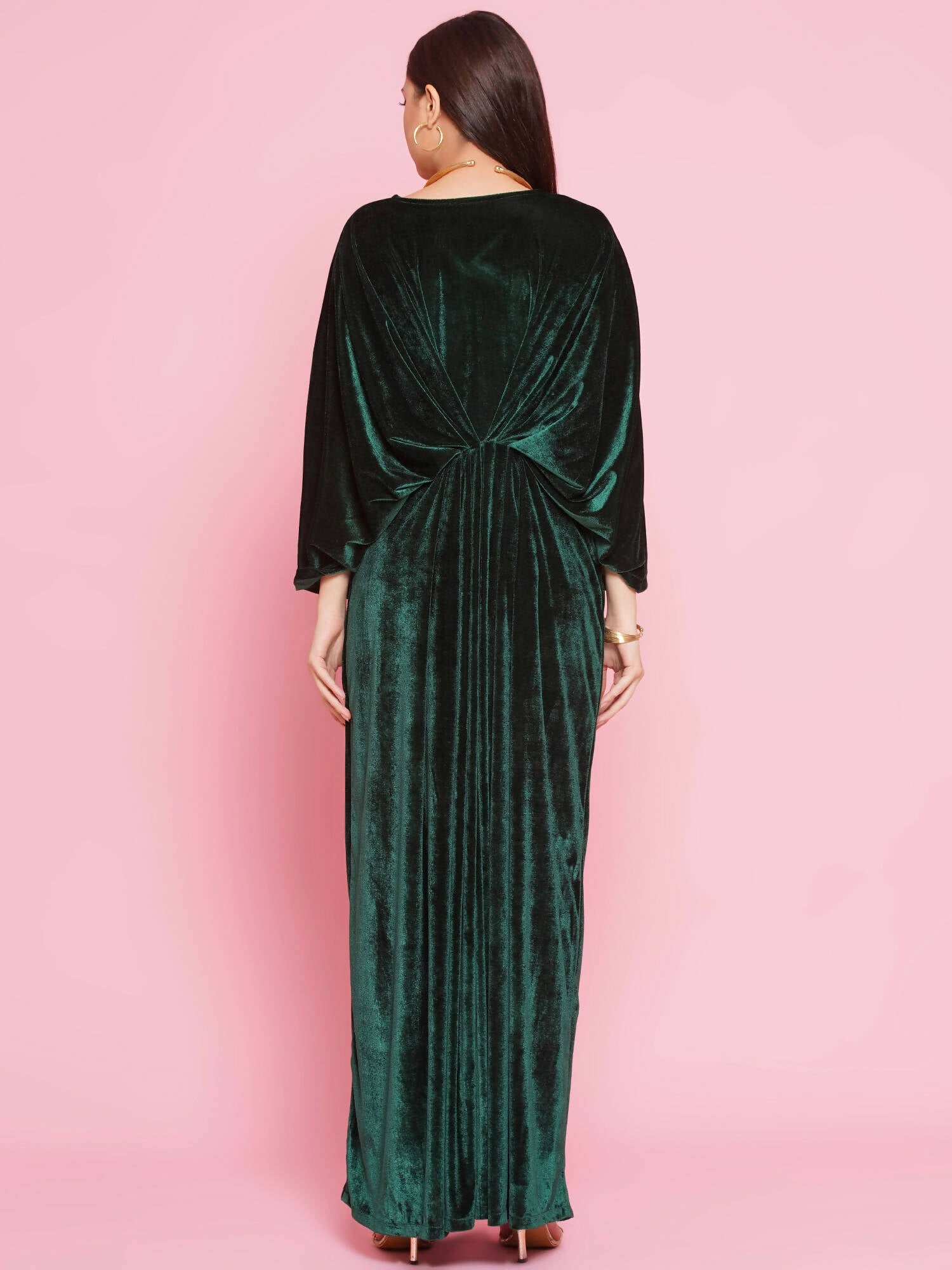 Women Republic Green Velvet Hand Embellished Gown - Distacart