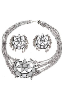 Thumbnail for Mominos Fashion Silver color Necklace with Mirror work Mangalsutra - Distacart