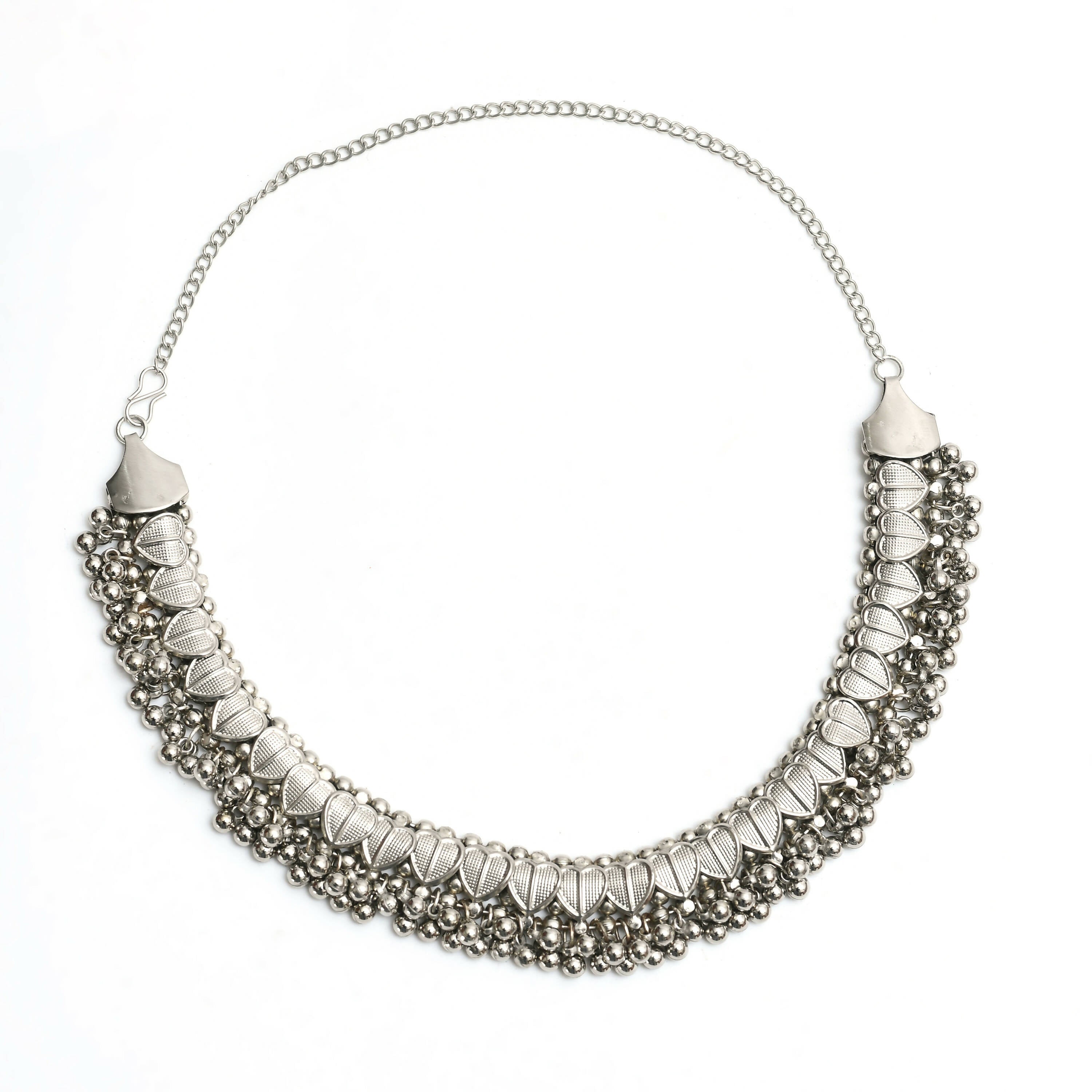 Mominos Fashion Johar Kamal Oxidised Silver-Plated Heart Design Necklace Choker Set For Women - Distacart