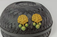 Thumbnail for Terracotta Lakshmi Devi Studs With Dangles-Golden Green