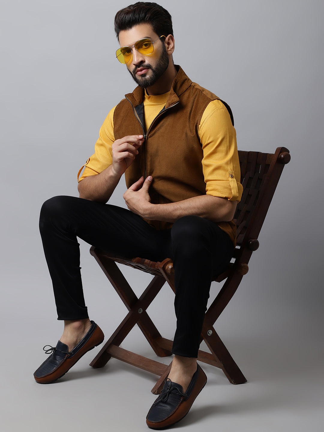 Even Apparels Men's Brown Nehru Jacket With Welt Pockets - Distacart