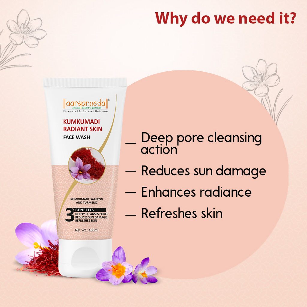 Aaryanveda Kumkumadi Radiant Skin Face Wash - Distacart