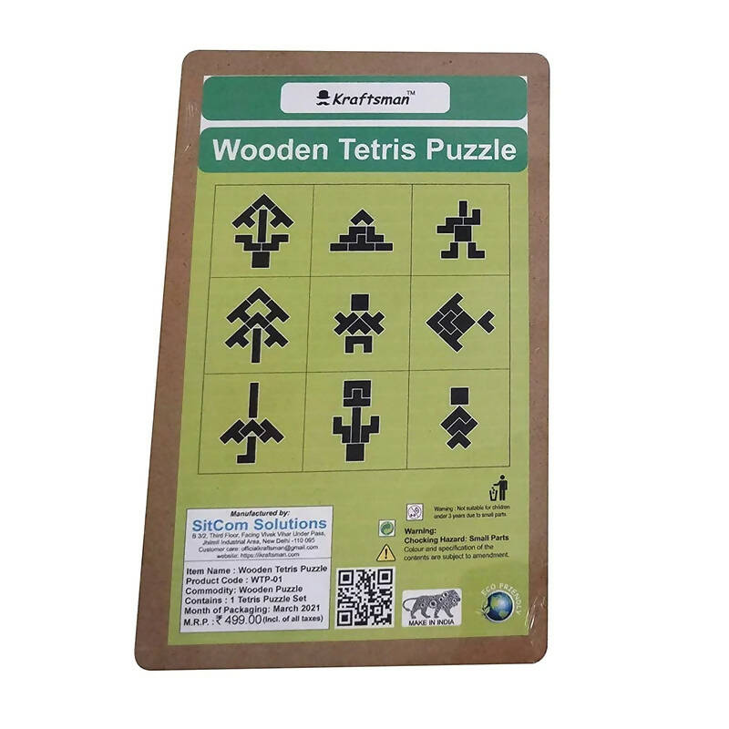 Kraftsman Wooden Tetris Jigsaw Puzzle Board | Made In India (Tetris Board) - Distacart