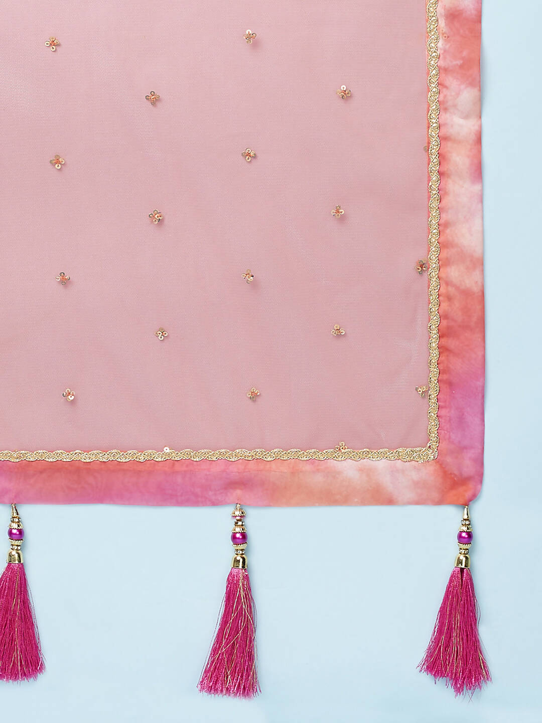 House of Panchhi Orange Organza Shibori Printed Lehenga choli & Dupatta - Distacart