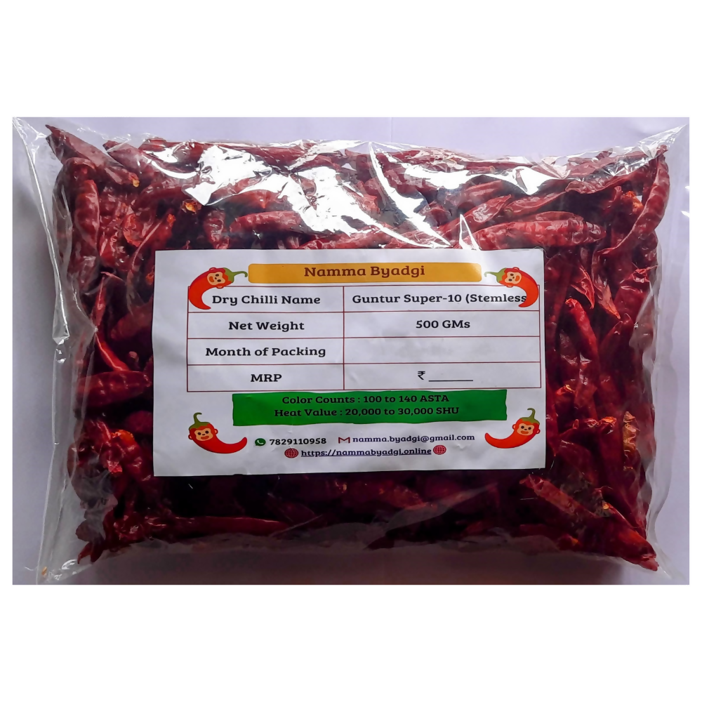 Namma Byadgi's Guntur Super-10 Stemless Dry Chilli - Distacart