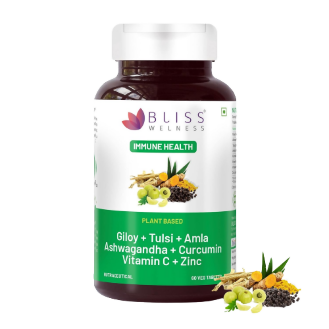 Bliss Welness Giloy Tulsi Amla Ashwagandha Curcumin Tablets - Distacart