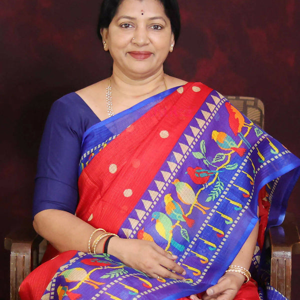 Red Colour Saree With Paithani Print Semi Soft Silk Kota Saree By Gayathri Reddy Designer Studio - Distacart