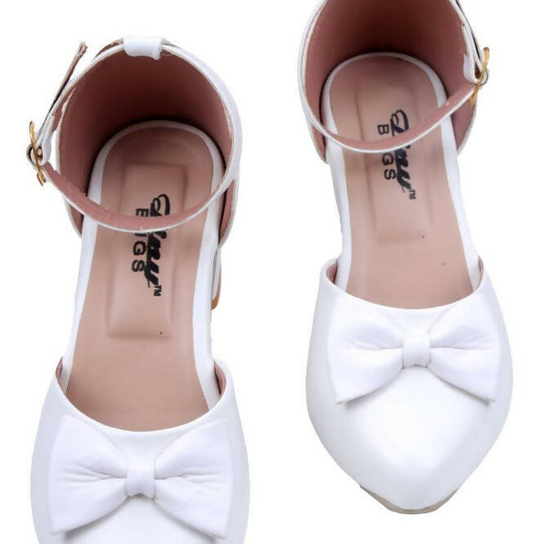 Tiny Bugs Girls Bow Embellished Ballerinas - White - Distacart