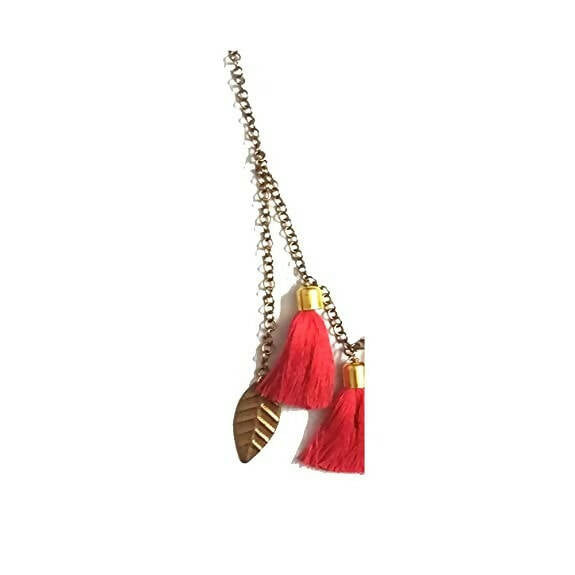 Tiaraa Pink Alloy Tassel Necklace With Leaf For Women - Distacart