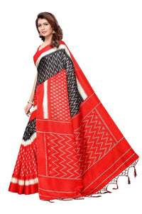 Thumbnail for Vamika Red Kalamkari With Jhalar Khadi Silk Saree Snap Red