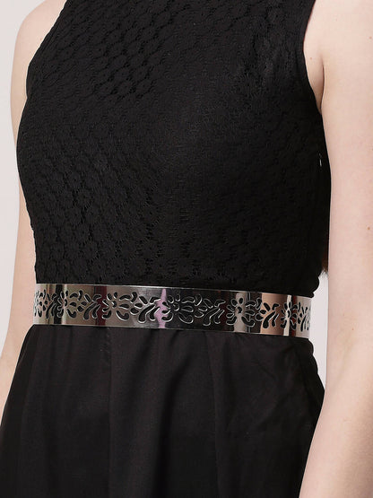 NVR Women Circular Silver Plated Adjustable Broad Belt - Distacart