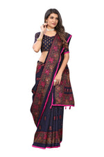 Thumbnail for Vamika Blue Color Jute Silk Mirror Work Saree