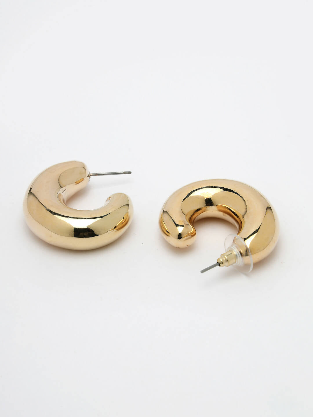 NVR Women Gold-Plated Circular-Shaped Half Hoop Earrings - Distacart