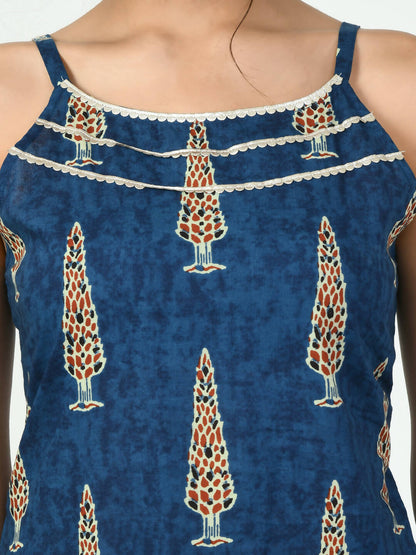 Myshka Women's Blue Straight Printed Kurta - Distacart