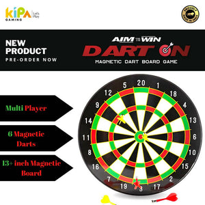 Kipa Gaming Dart On: Magnetic Dart Board Game- Bullseye Dart Board with 6 pcs Safe Darts for Indoor and Outdoor Game - Distacart