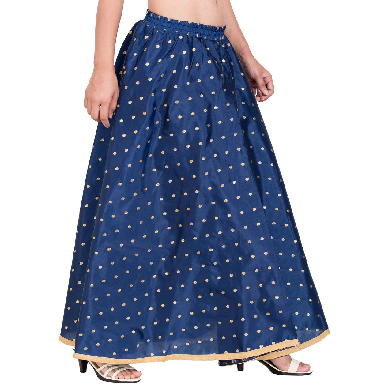Asmaani Navy Blue Color Golden Zari Work Maxi Skirt