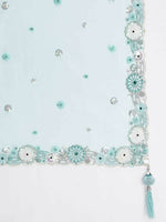 Thumbnail for House of Panchhi Turquoise Blue Organza Sequins, Zarkan And Thread Embroidery Lehenga Choli & Dupatta - Distacart