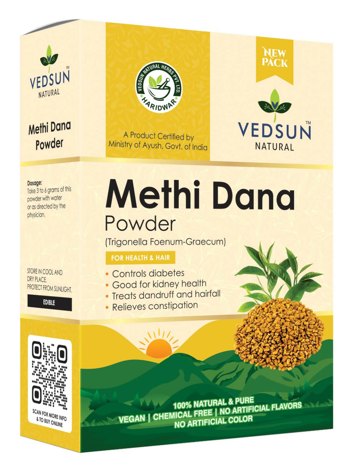 Vedsun Naturals Methi Dana Powder pure and organic for Hair Growth - Distacart