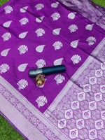 Thumbnail for DEIANA'S Beautiful Golden Jari with New Design Soft Lichi Silk Saree - Purple - Distacart