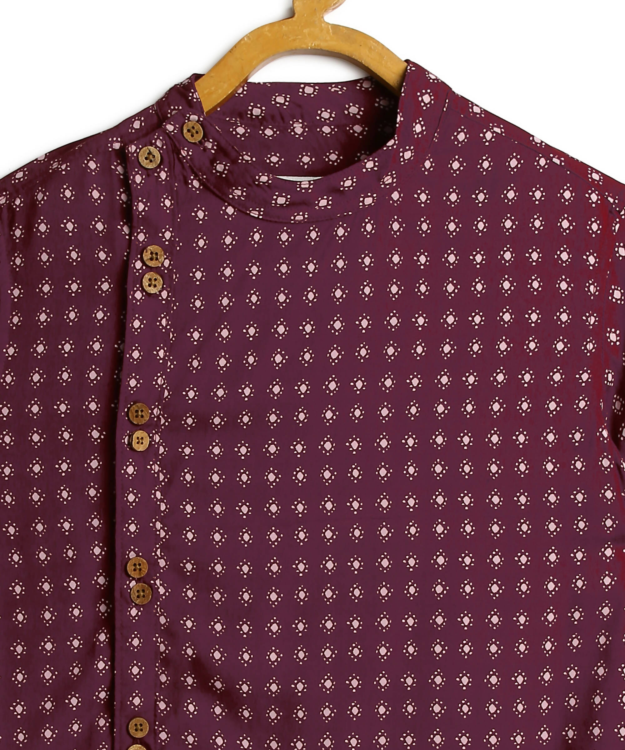 Manet Boys Full Sleeves Dot Printed Ethnic Shirt - Maroon - Distacart
