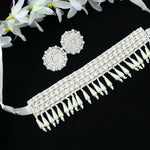 Thumbnail for Mominos Fashion Johar Kamal Off White Handicraft Pearls Necklace with Earrings For Women - Distacart