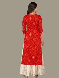 Thumbnail for NOZ2TOZ Women's Red Printed Kurta with Sahrara (2 Pc Set) - Distacart