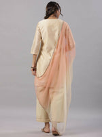 Thumbnail for Juniper Women Gold Modal Chanderi Embroidered Kurta, Pants and Dupatta Set - Distacart