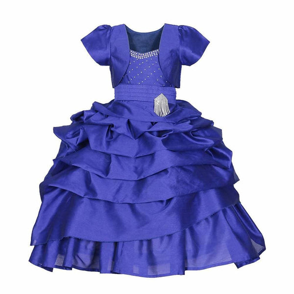 Asmaani Baby Girl's Blue Colour Satin A-Line Maxi Full Length Dress (AS-DRESS_22119) - Distacart