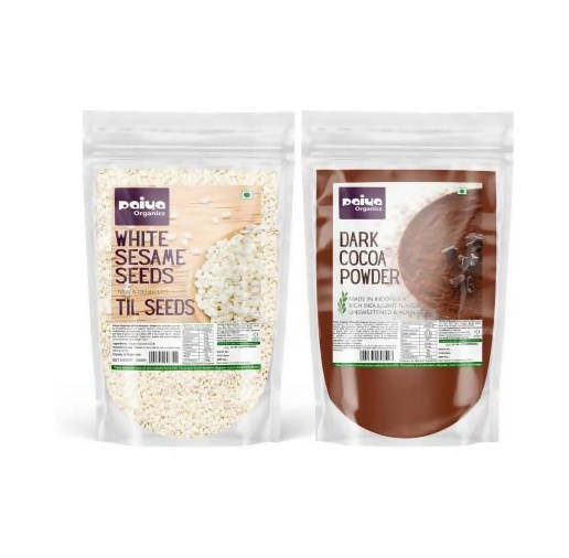 Paiya Organics White Sesame Seeds + Dark Cocoa Powder Combo - Distacart