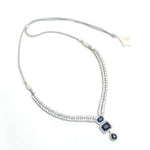 Thumbnail for Mominos Fashion Johar Kamal Silver-Plated American Diamond Navy Blue Choker Set - Distacart