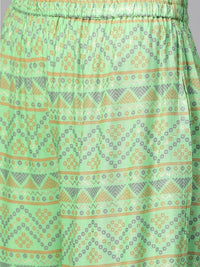 Thumbnail for Yufta Women Green & Beige Printed Kurta palazzo Set