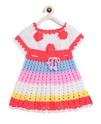 Thumbnail for ChutPut Hand knitted Crochet Rainbow Wool Dress - Multi - Distacart