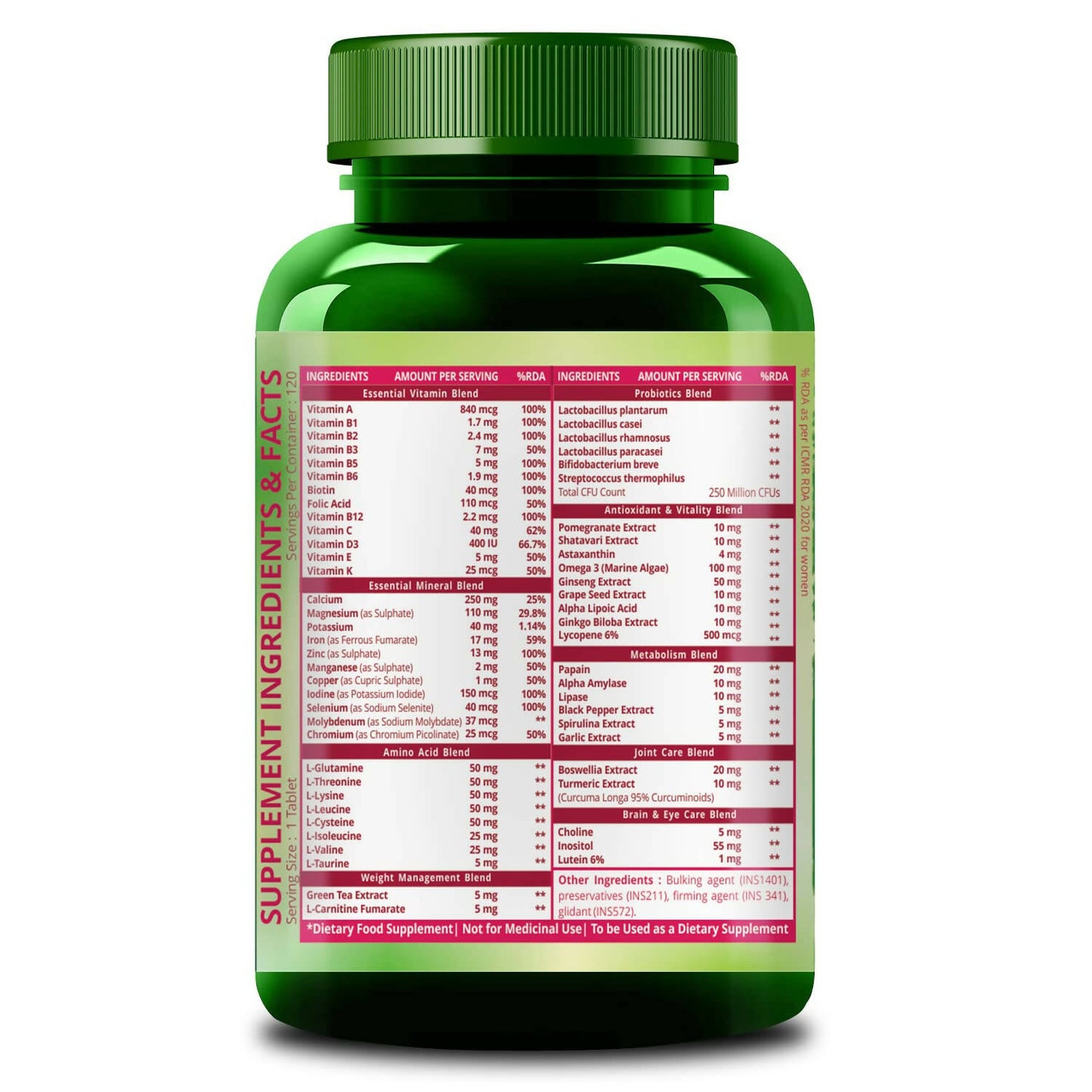 Himalayan Organics Multivitamin With Probiotics Tablets For Women - Distacart
