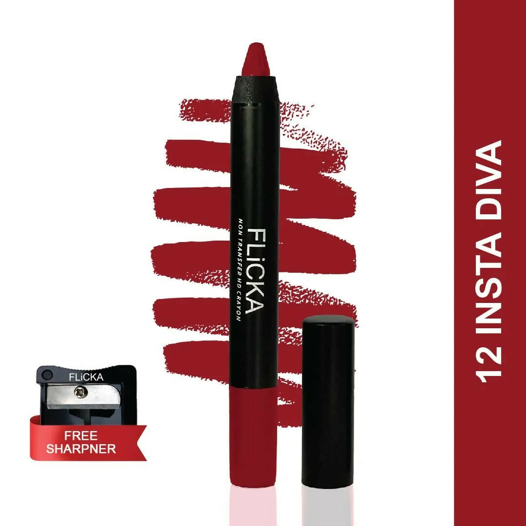 FLiCKA Lasting Lipsence Crayon Lipstick 12 Insta Diva - Light Red - Distacart