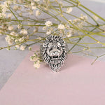 Thumbnail for NVR Men Silver-Plated Lion Face Finger Ring - Distacart