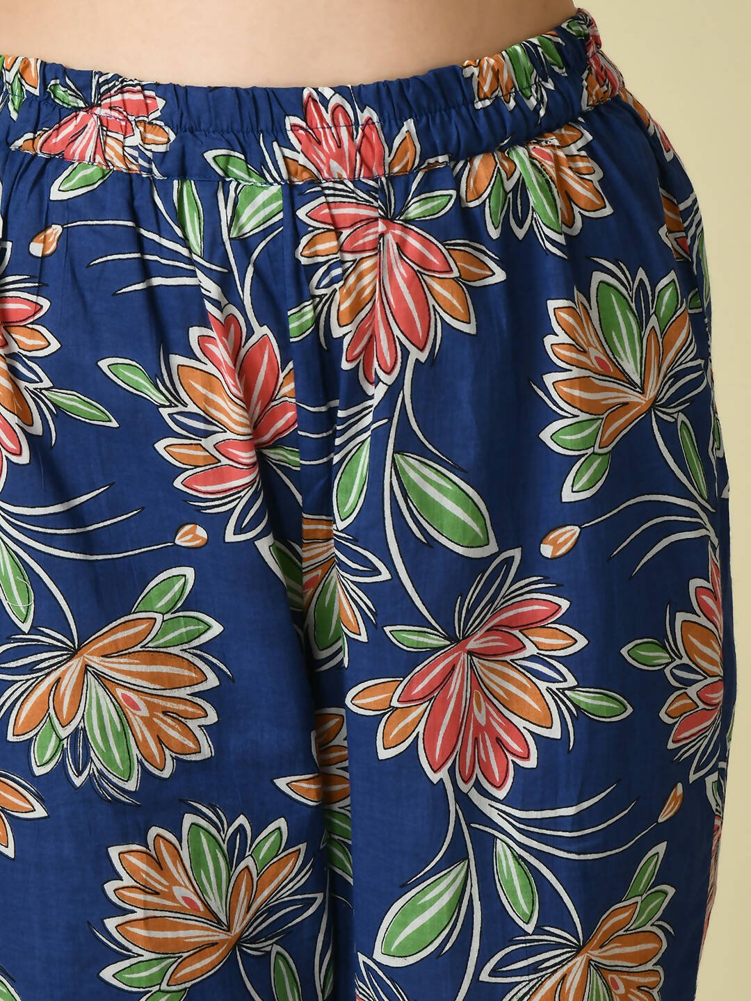 Myshka Women's Blue Printed Kurta With Trouser - Distacart