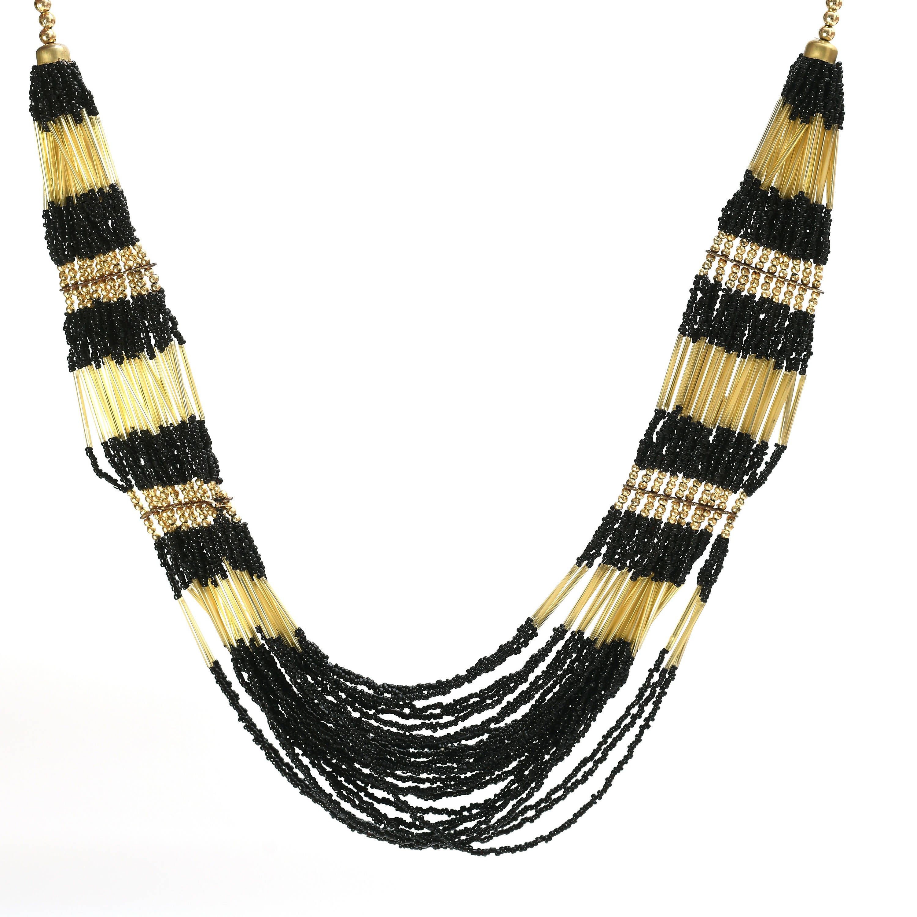 Mominos Fashion Johar Kamal Handicraft Finish Beads Work Long Necklace For Women (Black /Golden) - Distacart