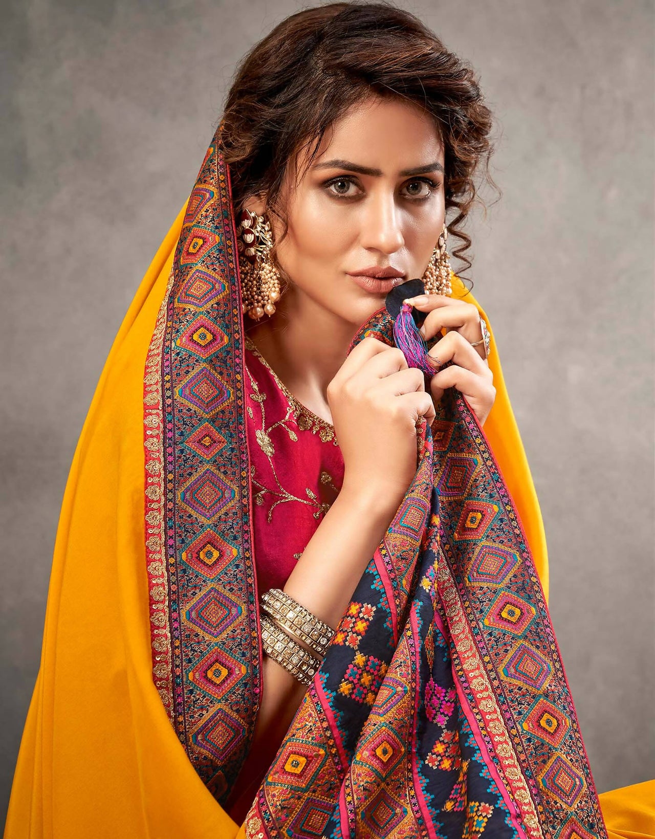 Yellow Satin Silk Zari, Cord And Sequins Embroidery Saree - Norita Arinya - Distacart