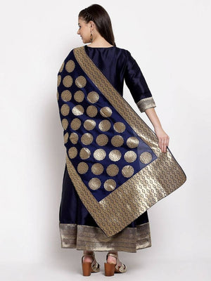 Myshka Women's Multi Silk Solid 3/4 Sleeve V Neck Casual Anarkali Gown