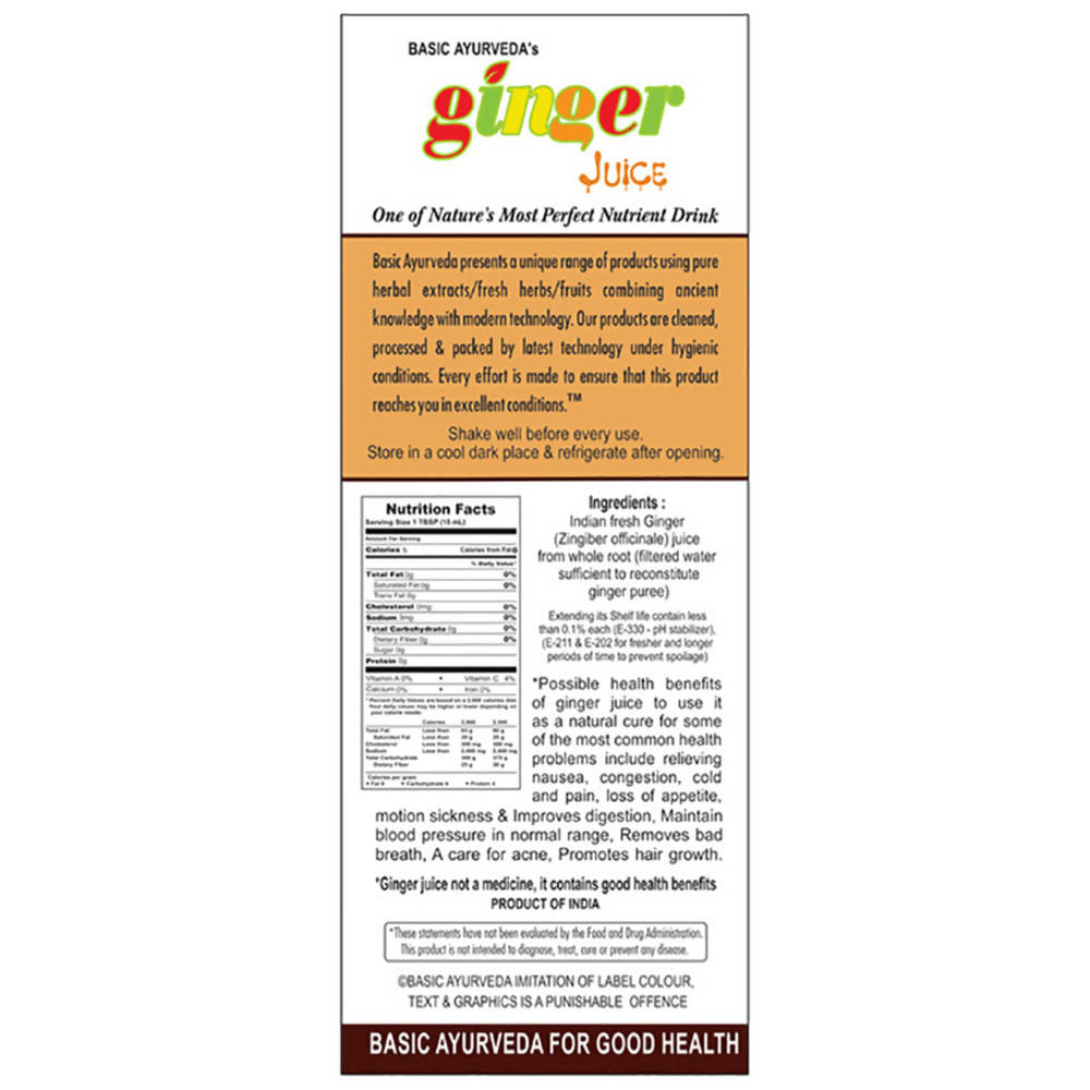 Basic Ayurveda Ginger Juice Ingredients
